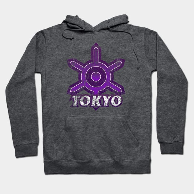 Tokyo Prefecture Japanese Symbol Distressed Hoodie by PsychicCat